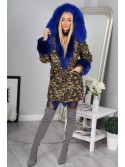 Cornflower Blue Jacket with Natural Fur 2022 - Online store - Boutique